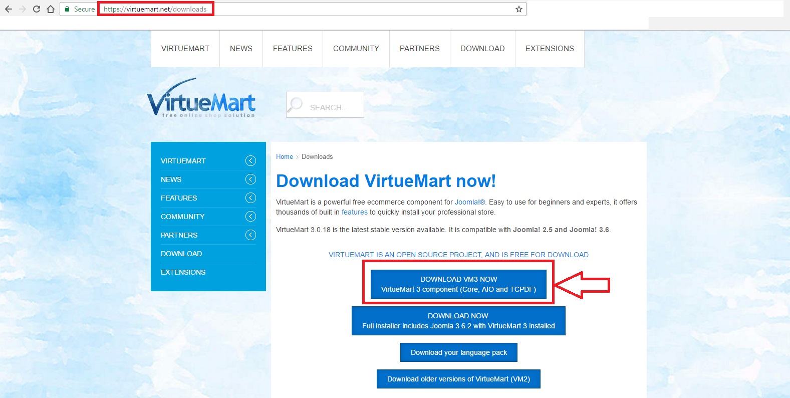 התקנת VirtueMart באתר ג'ומלה